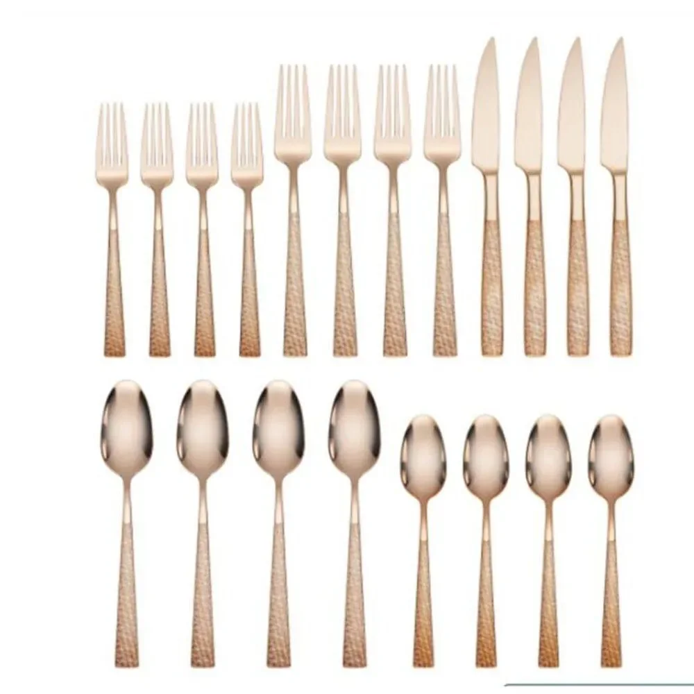 Hampton 24kt Rose Gold Plating Forge Argent Rose Fine Flatware 20 Piece Set